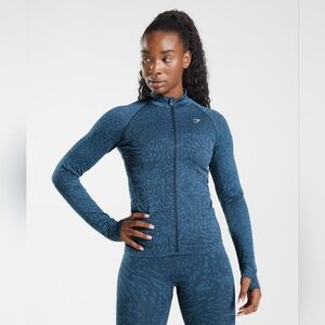 GYMSHARK Adapt Animal Zip Through Women Sweatshirt Size Small Blue Color